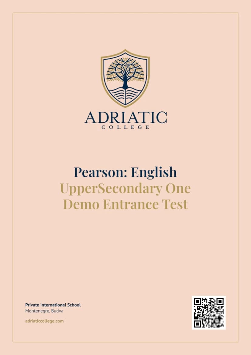 UpperSecondary One: English language demo test