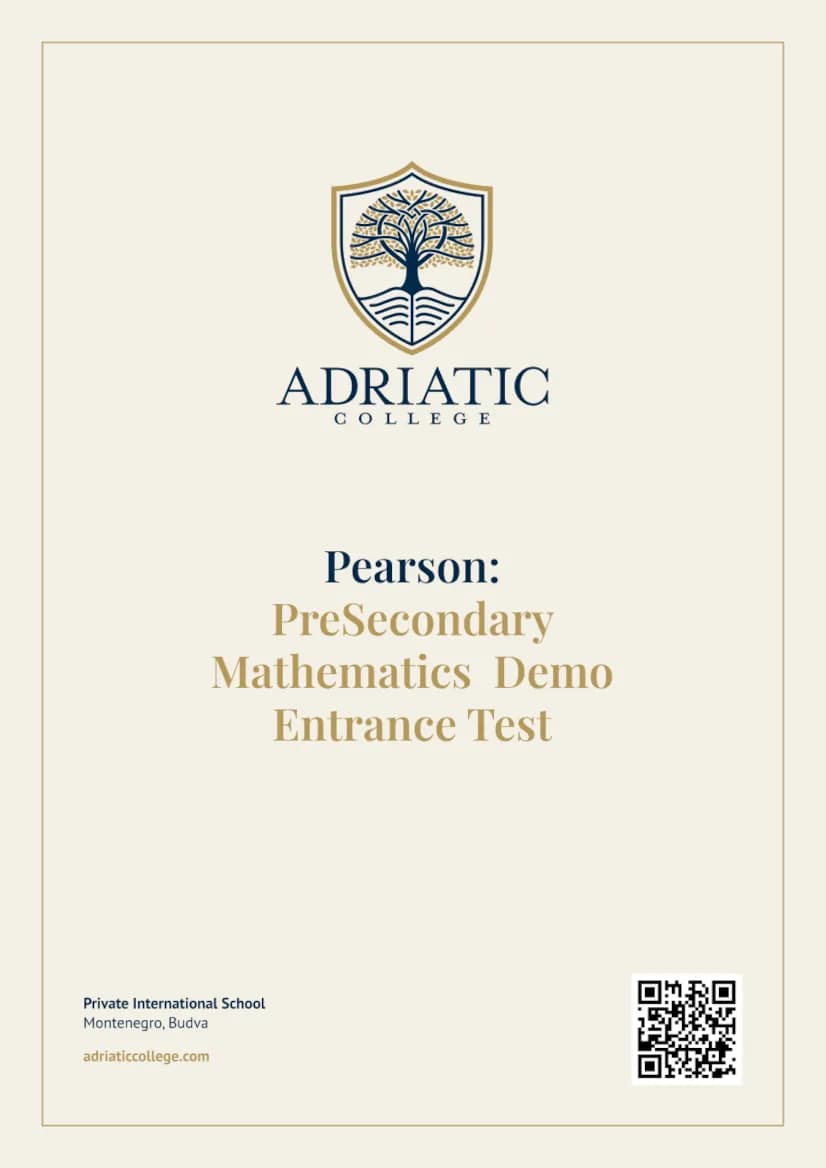 PreSecondary: Maths Demo Test