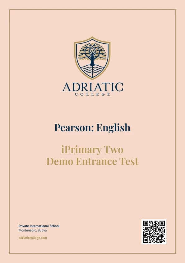 Pearson iPrimary: English Demo Entrance Test for Admission to Year 2