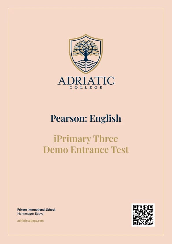 Pearson iPrimary: English Demo Entrance Test for Admission to Year 3
