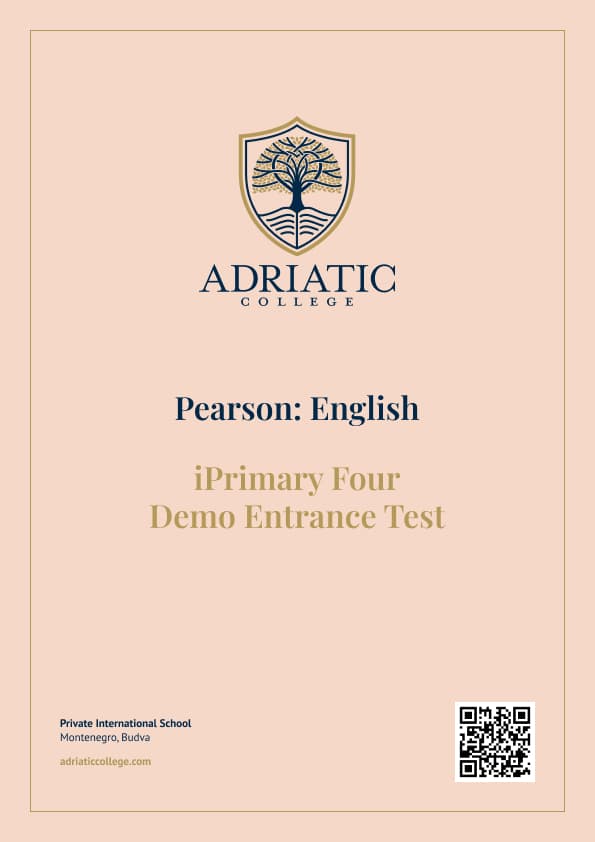 Pearson iPrimary: English Demo Entrance Test for Admission to Year 4