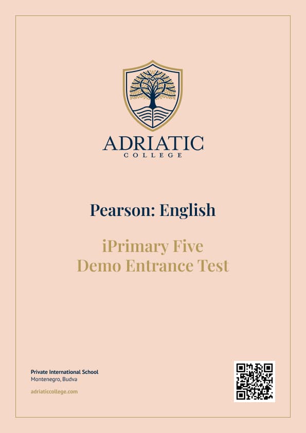 Pearson iPrimary: English Demo Entrance Test for Admission to Year 5